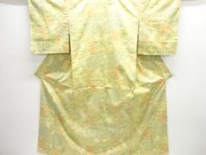 未使用品　雪輪に花古典柄織出し手織り紬着物